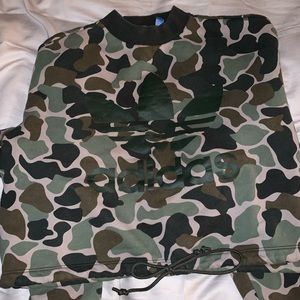Adidas Camo Print Cropped Hoodie